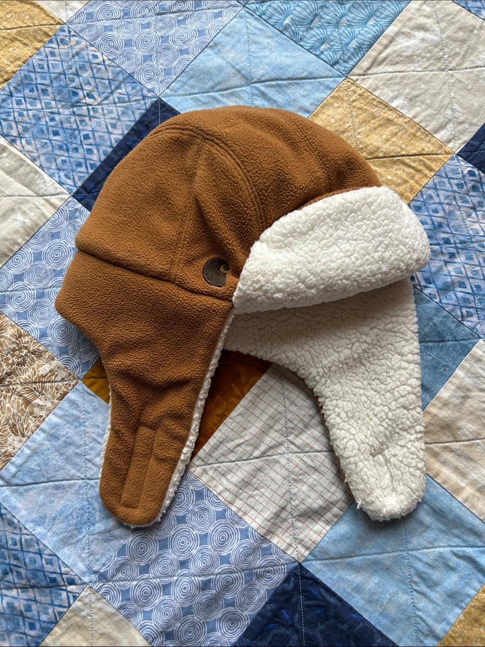 Carhartt Infant Bubba Trapper Hat in Brown & Cream Faux-Sherpa